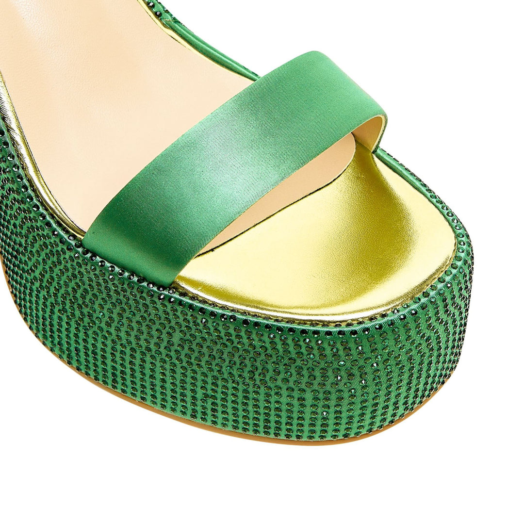 Femme Platform Hæle Sandaler med Strassdekoration Stilla