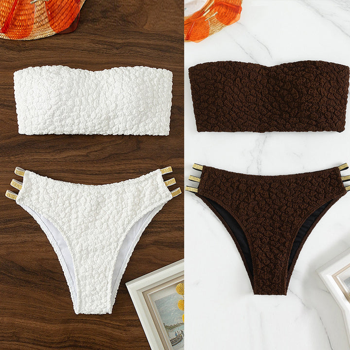 Dame Bandeau-bikini med elegante bindebånd Skovae