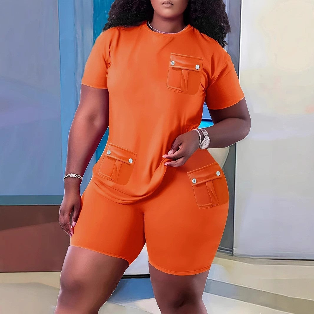 Dame T-shirt og shorts outfit med utility-lommer Stilla