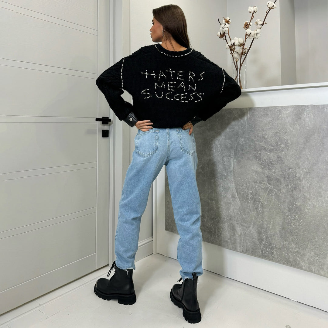 Damer Mode Strik Sweater med Statement Print Stilla