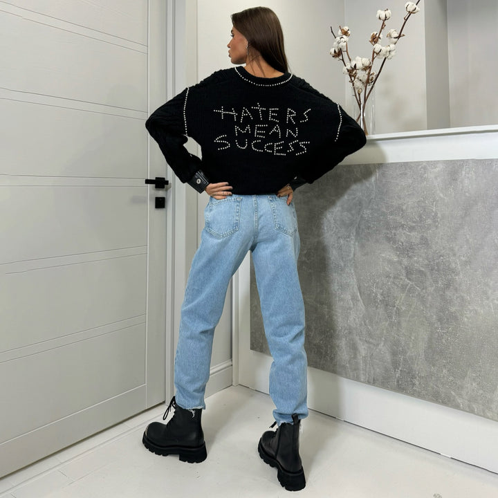 Damer Mode Strik Sweater med Statement Print Stilla