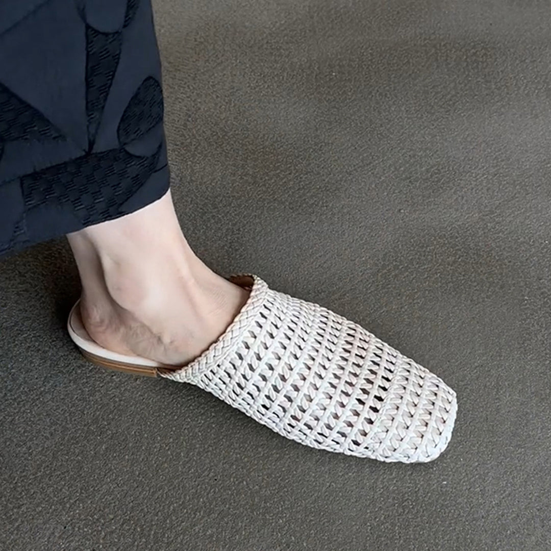 Dame Open-Weave Slide Mules Stilla