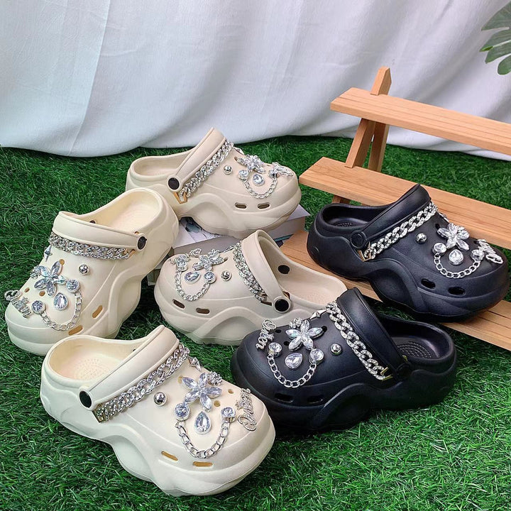 Dame mode clogs med glitrende smykker Stilla