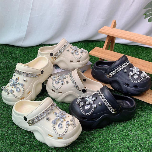 Dame mode clogs med glitrende smykker Stilla