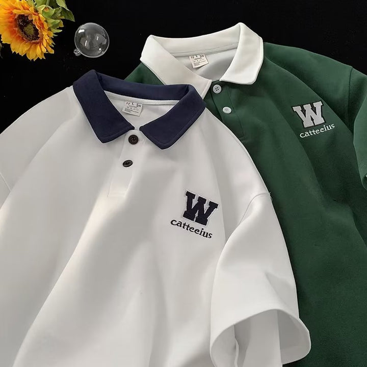 Herre polo shirt med kontrasterende krave og broderet logo Stilla