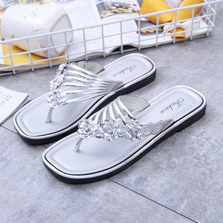 Damer Elegante Flip-Flops med modige blomsterdekorationer Stilla