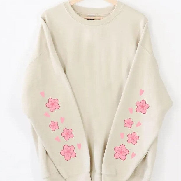 Dame sweatshirt med blomstermotiv og rummelige ærmer Stilla