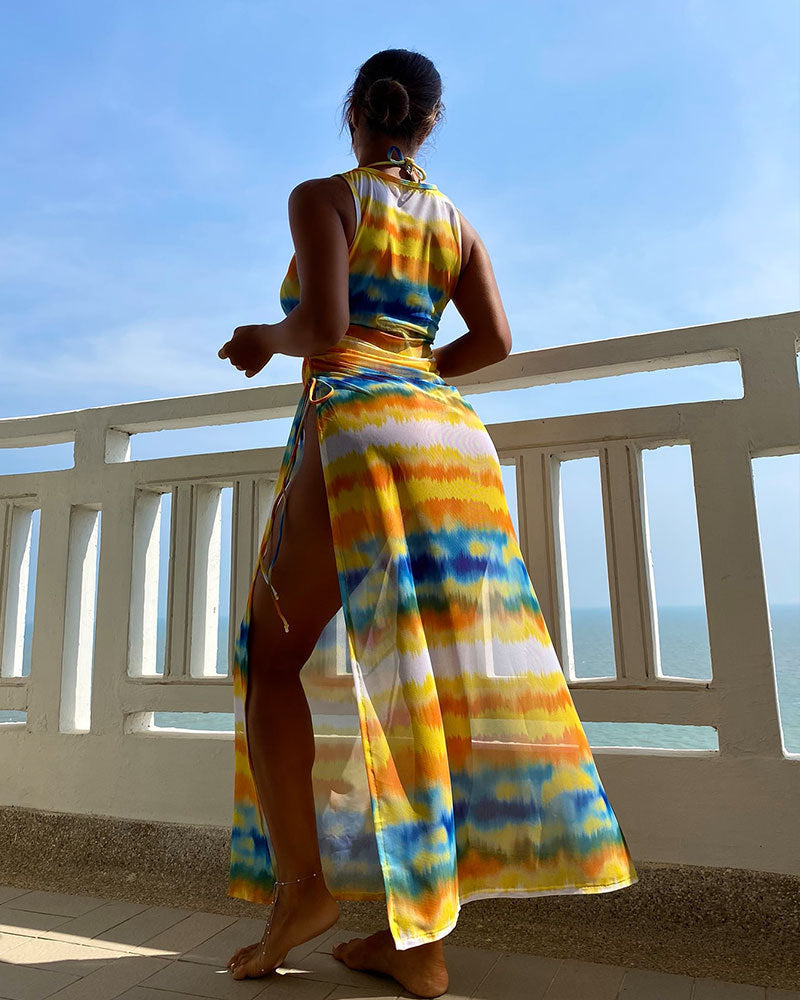 Dame Maxikjole med trendy wrap-design Skovae