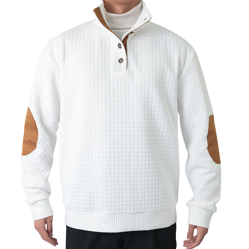 Herre fleecepullover med struktureret design og elegante læderdetaljer Stilla