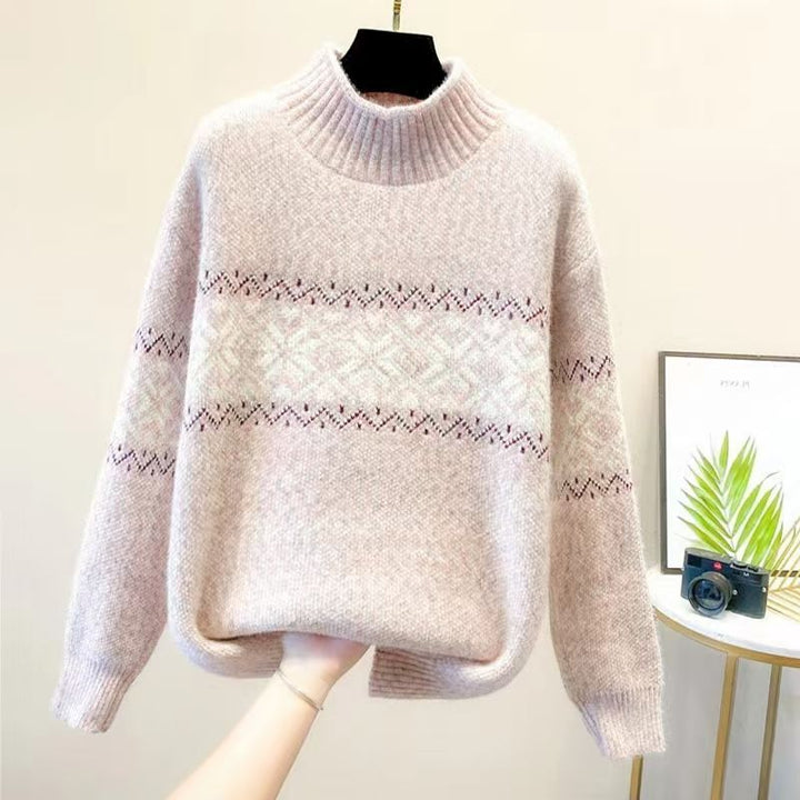Kvinderne hyggelige turtleneck sweater med nordisk mønster Stilla