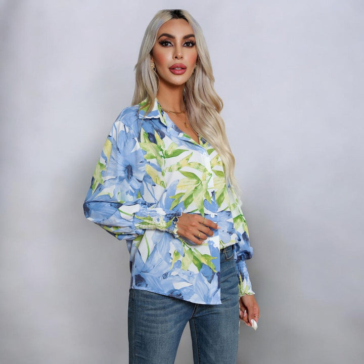 Stilla | Elegant Bluse skjorte med blomster mønster