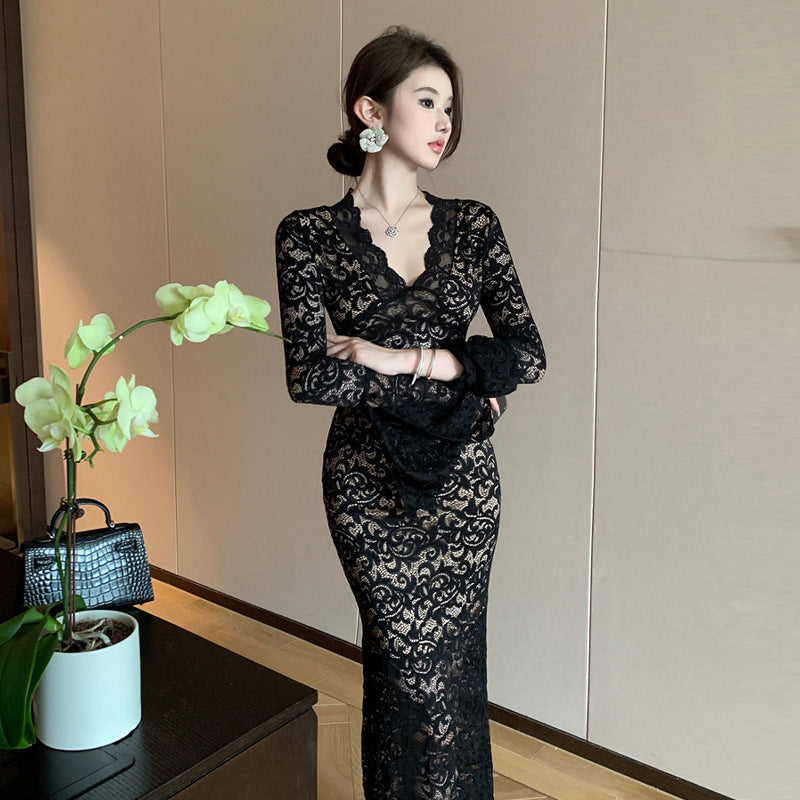 Stilla | Slim Fit Sexet Hullet Blonde Maxi Kjole
