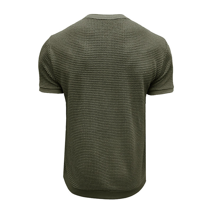 Herre kortærmet Henley-shirt med struktureret design og elegant knaplukning Stilla