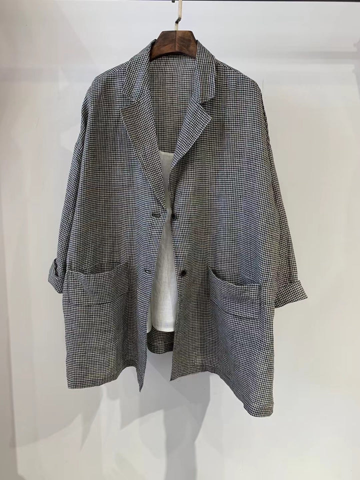Dame Relaxed Fit Stribet Linned Blazer Stilla