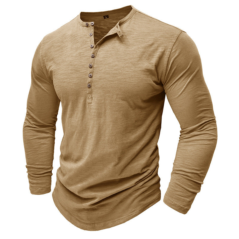 Herrer Langærmet Henley-Skjorte med stilfulde knapper Stilla