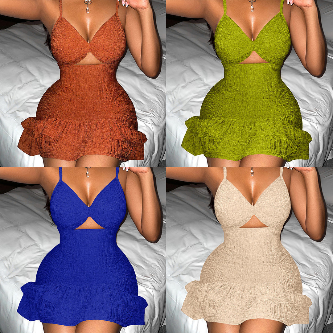 Dame Mini-kjole med rynker og cut-out stil
