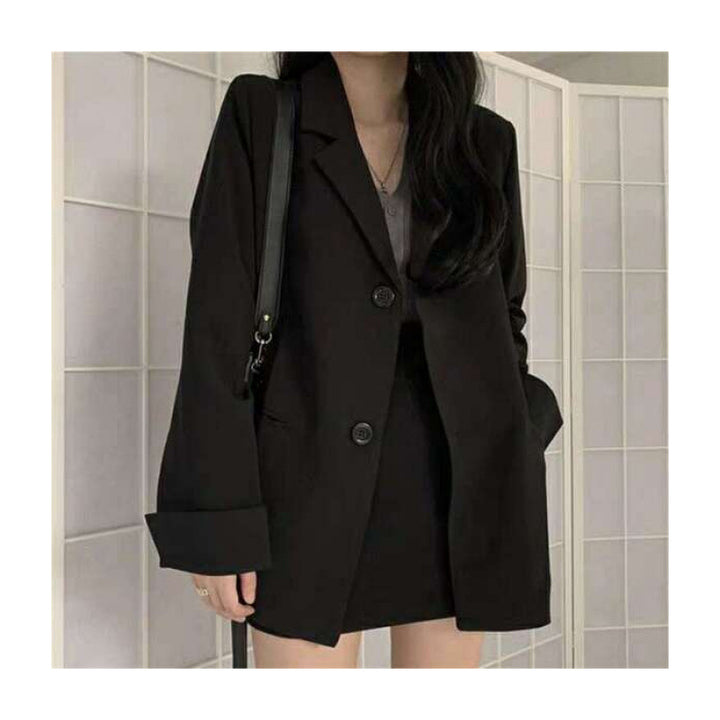 Kvinder Elegant Blazer med To-Knap Lukning og Løs Pasform Skovae