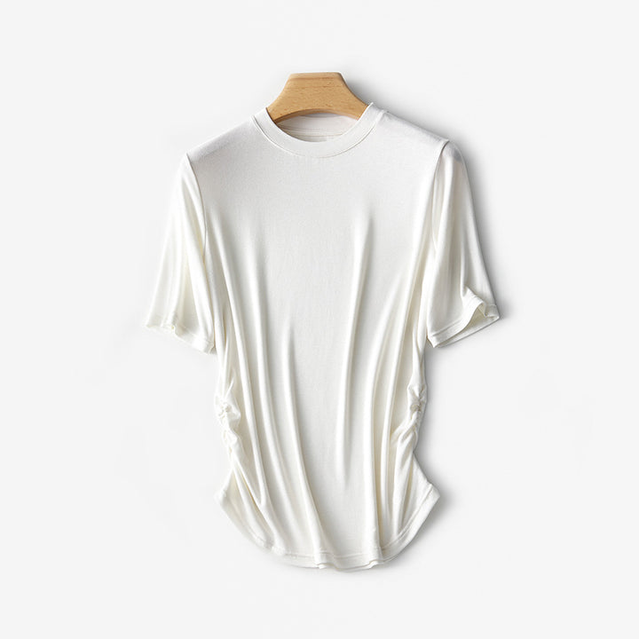 Dame Casual sidelæns rynket T-shirt Stilla