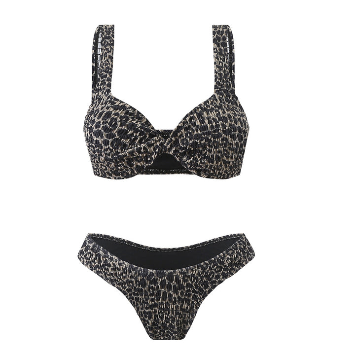 Damer Triangel-Bikini-Sæt med moderne indpakningsdesign og elastiske stropper Stilla