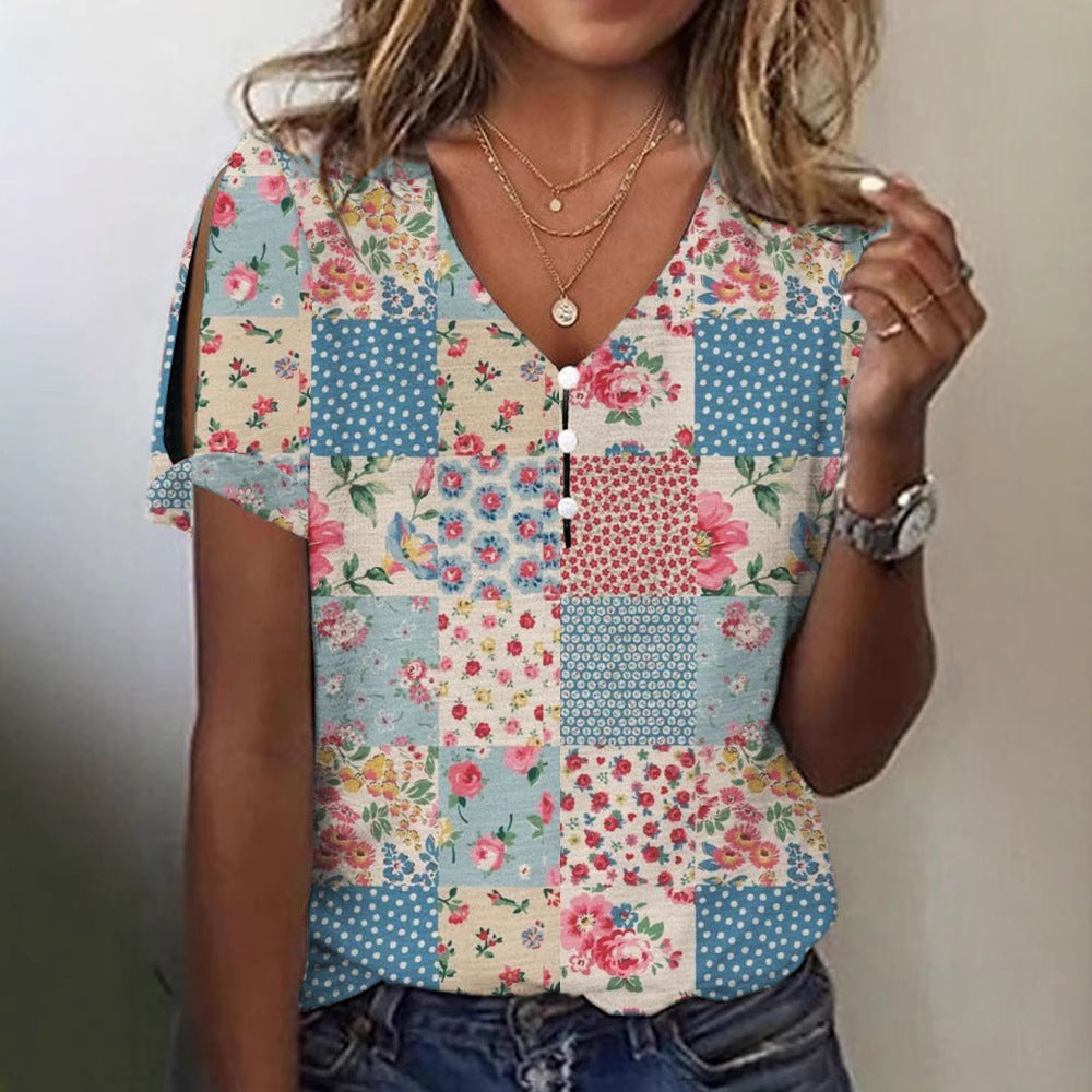 Dame Glitrende V-Pullover Bluse Skovae