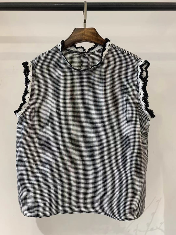 Femme Afslappet Pasform Bestickt Linnedbluse Stilla
