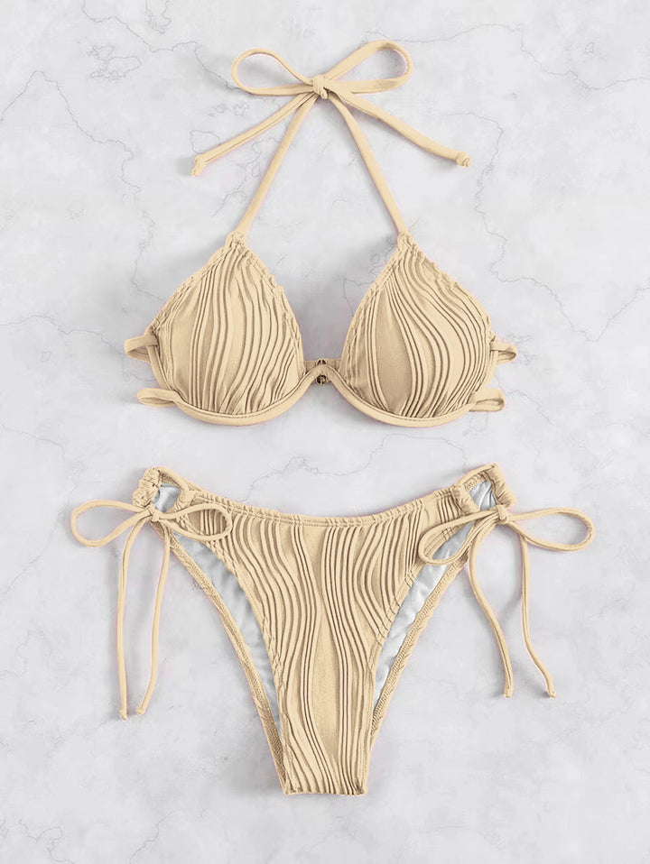 Femme Ribbede Trekant-Bikini-Sæt Stilla