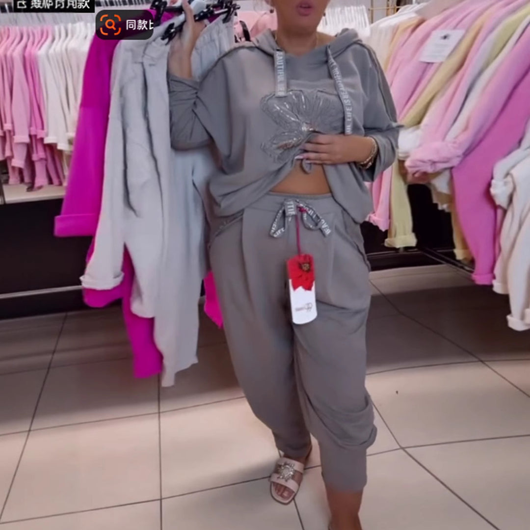 Dame casual hoodie med delikat blomstermønster og høj kvalitets broderi Stilla