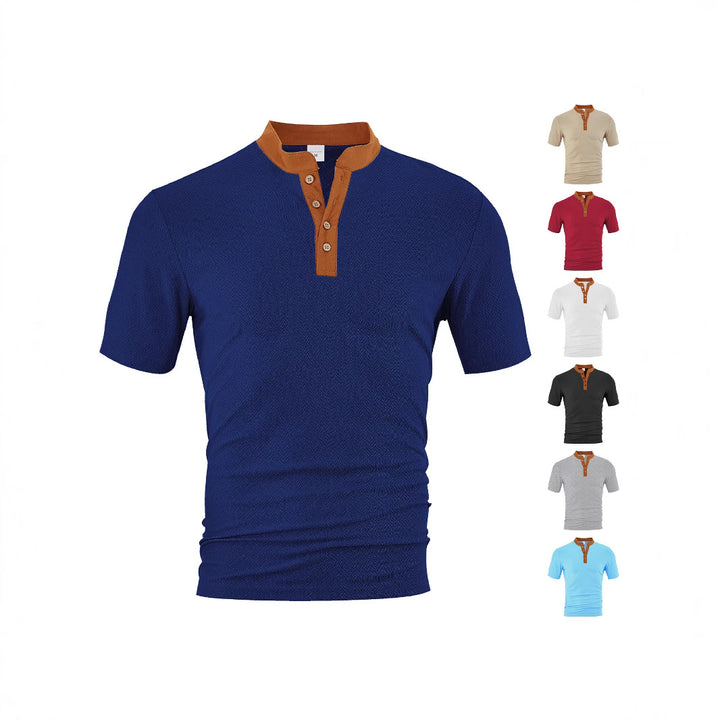 Herrer poloshirt med elegant Henley-udskæring og struktureret design Stilla