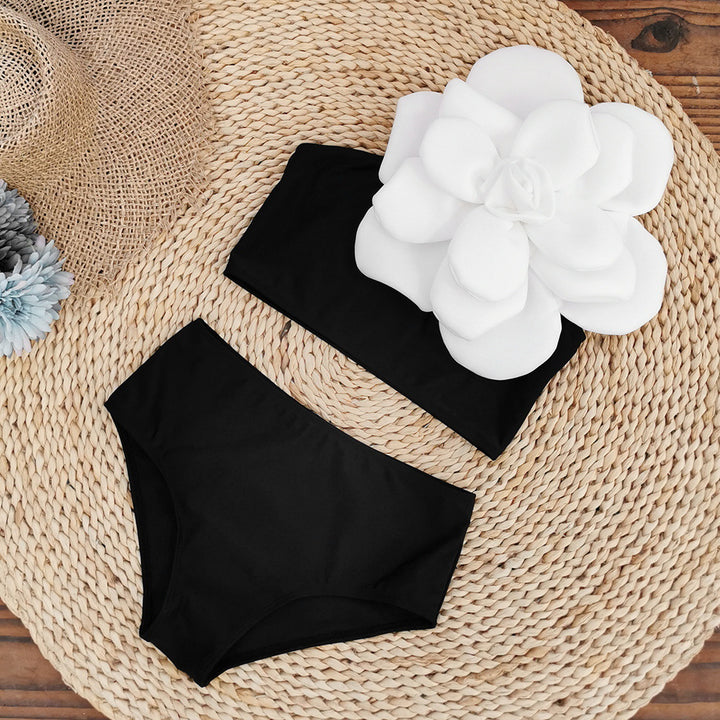 Dame Bikini-sæt med blomster 3D-design og elegant bustier-top Stilla