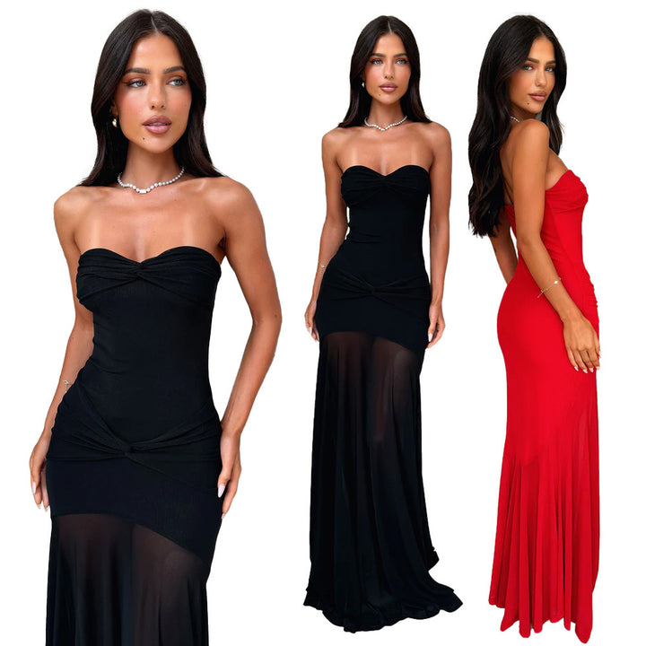 Dame Maxi-kjole med trendy indviklingsdesign og elegant bustier Stilla