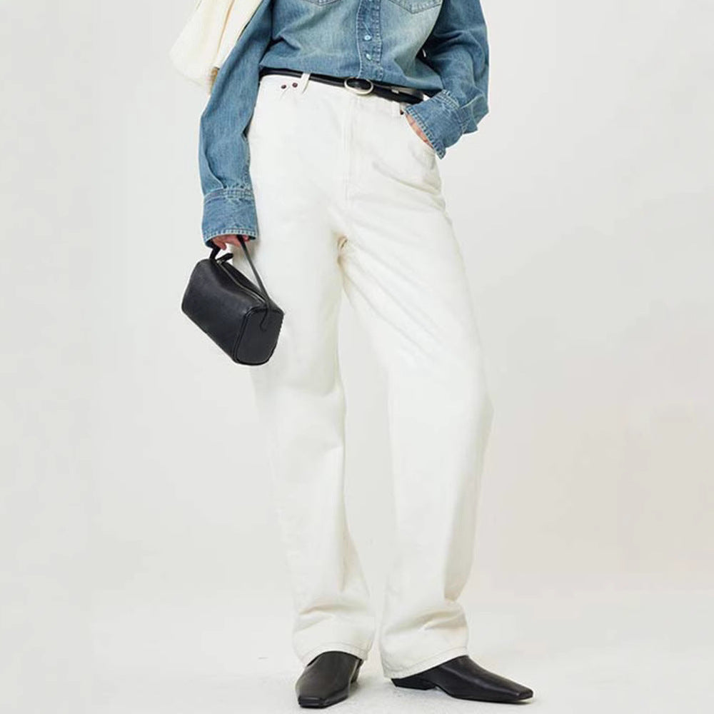 Dame klassiske hvide jeans i afslappet snit Stilla