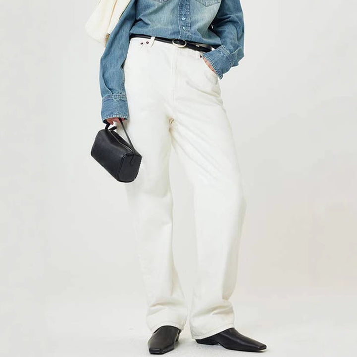Dame klassiske hvide jeans i afslappet snit Stilla