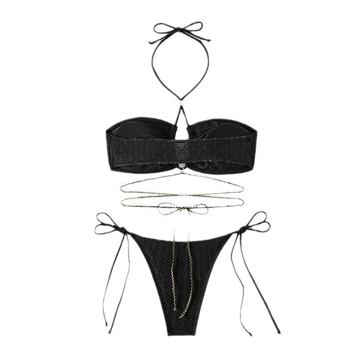 Dame Bandeau-bikini med justerbare stropper og glinsende accenter Stilla