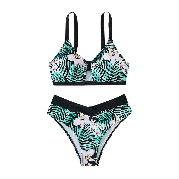 Damer Bikini-Sæt med blomstret design og justerbare stropper Skovae
