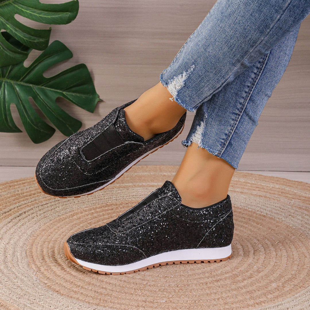 Dame Glitrende Slip-On Sneakers med åndbart overmateriale og behageligt fodbede Stilla