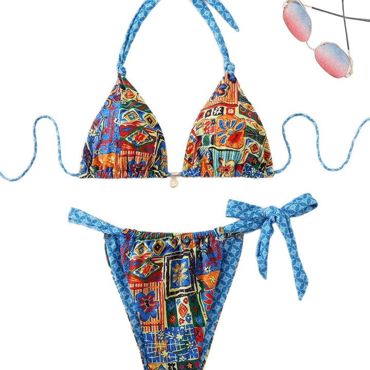 Dame Triangel-Bikini med legende mønsterblanding Skovae