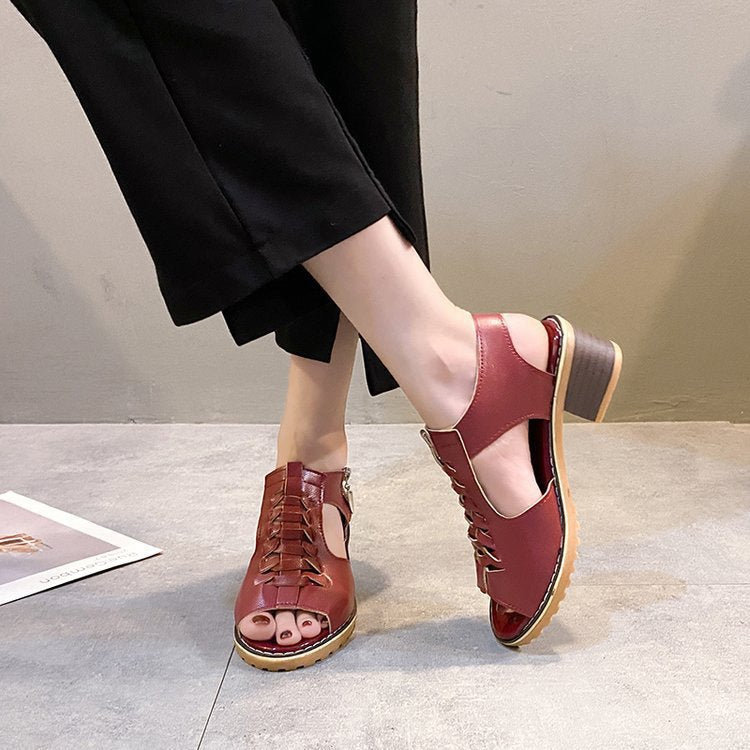 Dame Komfortable Kile sandaler med flettet design og lynlås Stilla