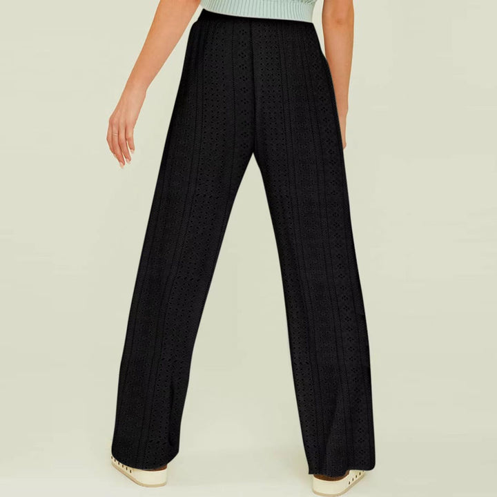 Dame Bred High-Waist-Bukser med luftig struktur Stilla