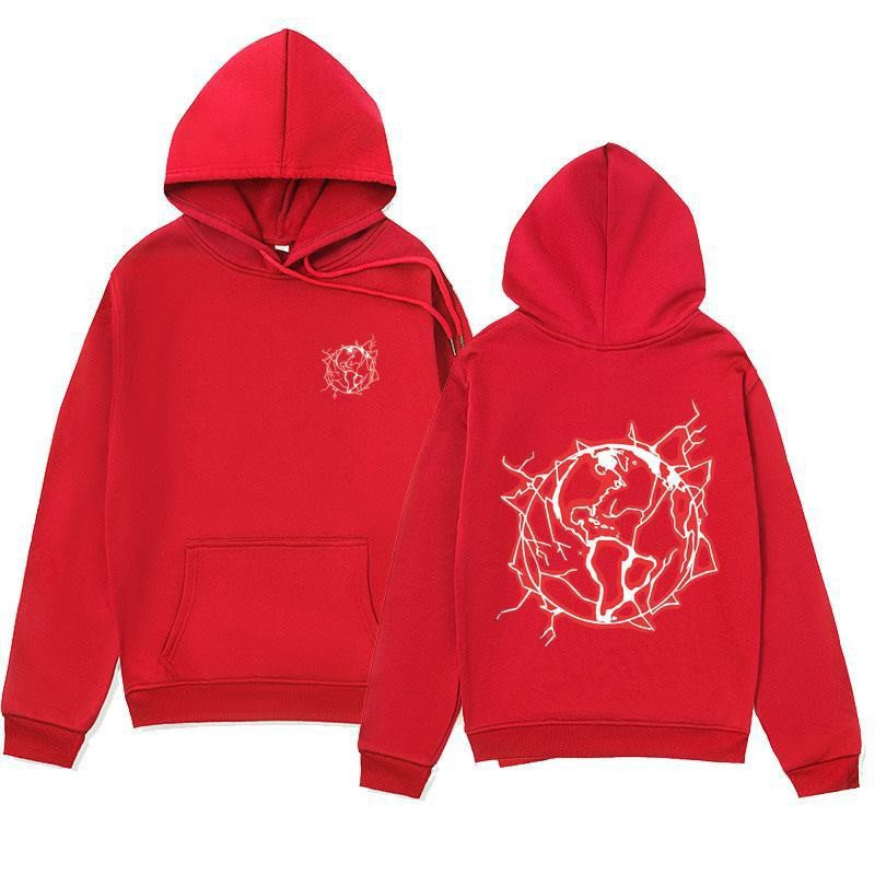 Kvinders hoodie sweatshirt med kunstnerisk grafisk print og praktisk kængurulomme Skovae