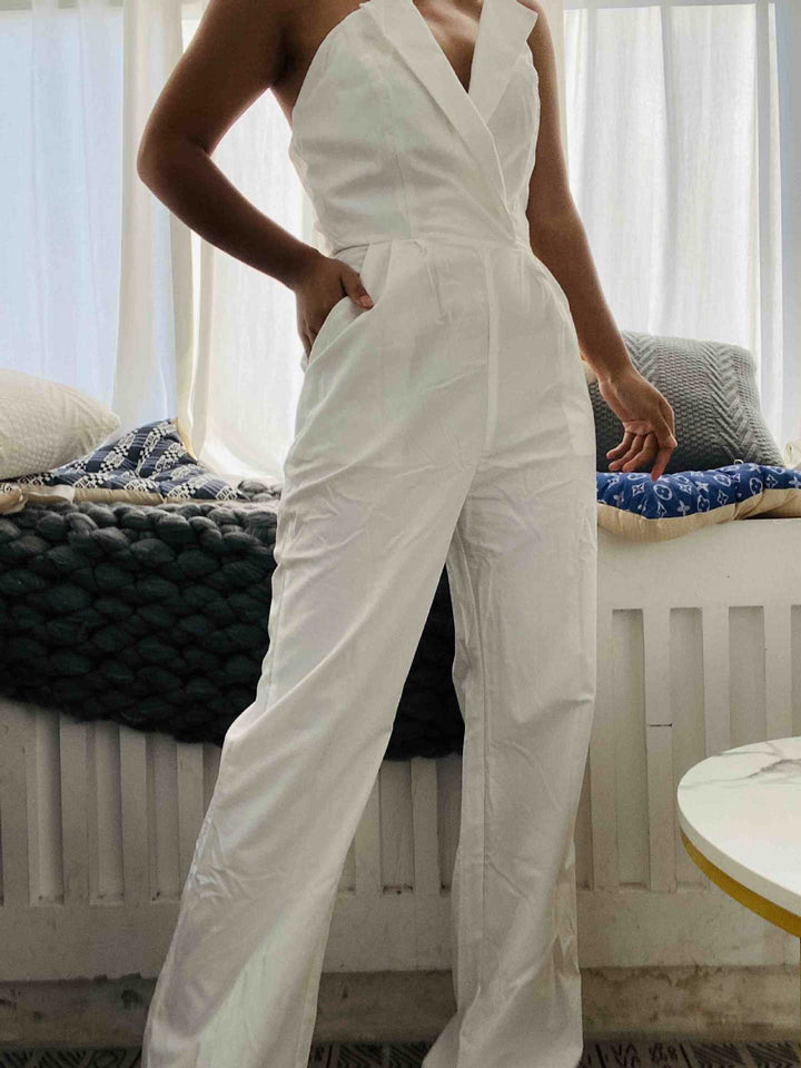Dame Elegant Jumpsuit med Rynker og struktureret Overdel Stilla