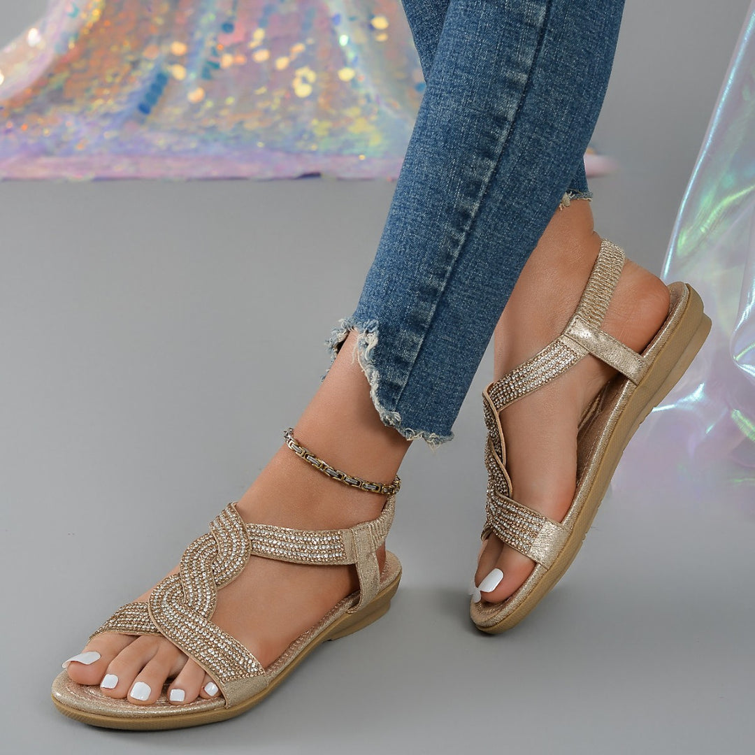 Dame Elegante Sandaler med dekorative Krystalakcenter Stilla