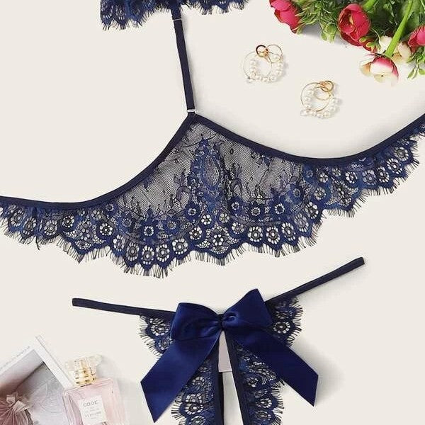 Dame Romantisk Blonde-Bralette og Tanga-Sæt Stilla