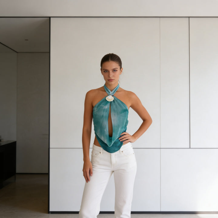 Dame Kvalitets- og moderigtigt crop-top med unikke knude-detaljer Skovae