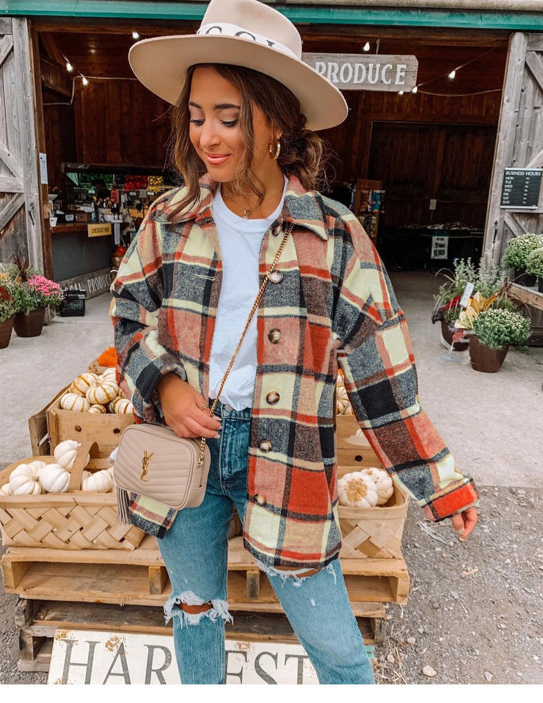 Dame Karo Overshirt med knapliste og lommer Stilla