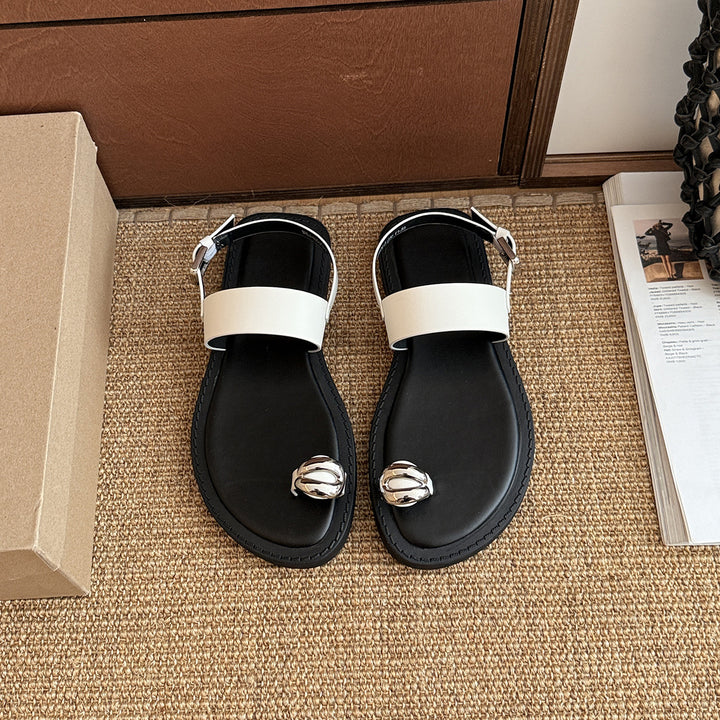 Dame Chic Slingback Sandaler med dekorativ hardware Stilla