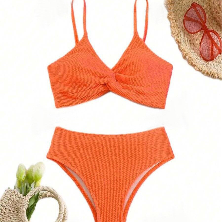 Femme HøjTaljet Knytt Bikini Sæt Stilla