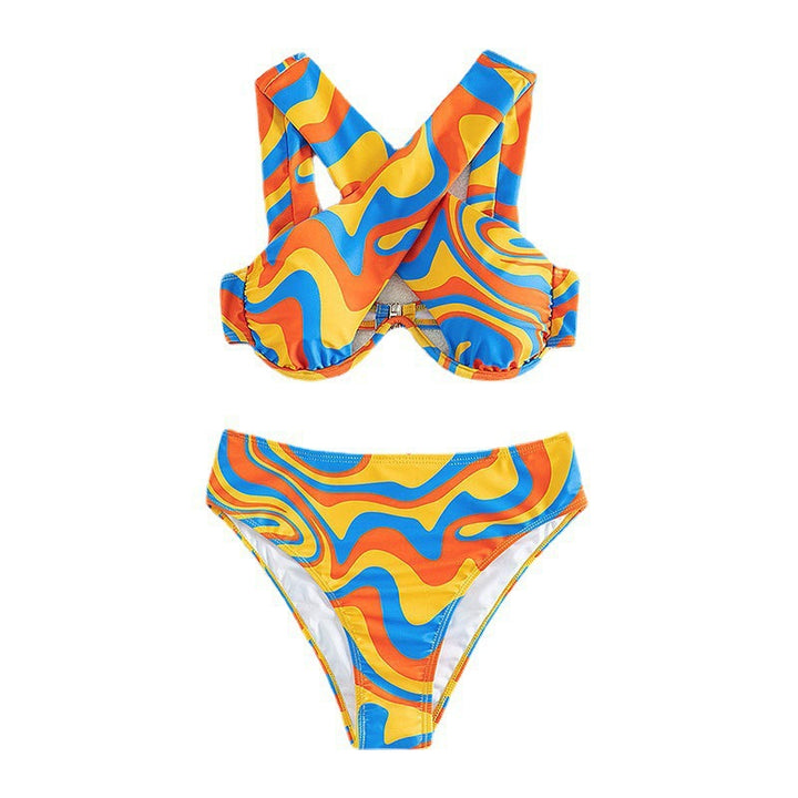 Dame Bikini-sæt med innovativt racerback-design og farverigt mønster Skovae
