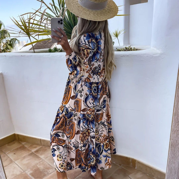 Dame Midi-kjole med blomstret design Stilla
