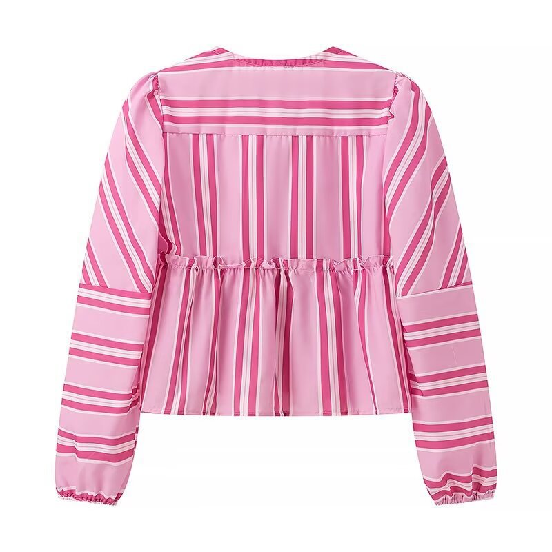 Damebluse med stribet design og legende snortræk Stilla