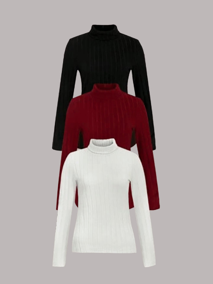 Dame finstrikket rullekravepullover i ribdesign Stilla